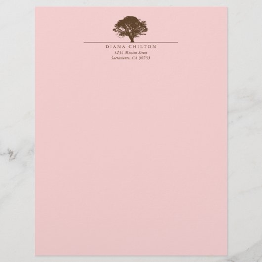 Roze eeuwige eikenboom elegant aangepast najaar custom briefhoofd (Voorkant)