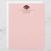 Roze eeuwige eikenboom elegant aangepast najaar custom briefhoofd (Voorkant / Achterkant)
