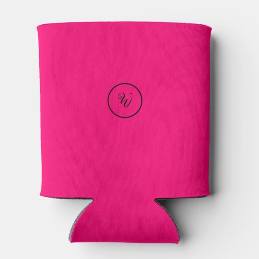 Roze effen kleur neon monogram modern trendy blikjeskoeler (Achterkant)