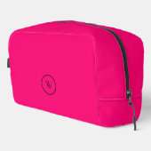 Roze effen kleur neon monogram modern trendy toilettasje (Rechterhoek)