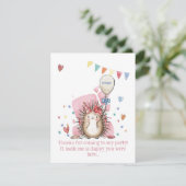 Roze egel kinderverjaardag bedankt (Staand voorkant)