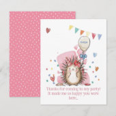 Roze egel kinderverjaardag bedankt (Voorkant / Achterkant)