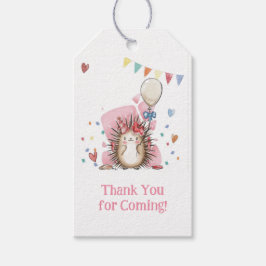 Roze egel kinderverjaardag cadeaukaart cadeaulabel