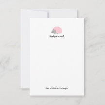 Roze egelbos diertje dank je kaart
