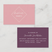 Roze & Eggplant Diamond Bachelorette Party Ticket (Voorkant / Achterkant)