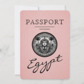 Roze Egyptisch paspoort trouwuitnodiging Kaart (Voorkant)