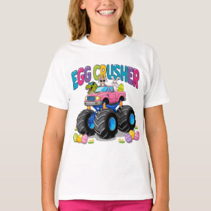 Roze Ei Crusher Monster Truck Pasen T-shirt
