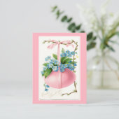 Roze Ei en Bloemen Paas Briefkaart (Staand voorkant)