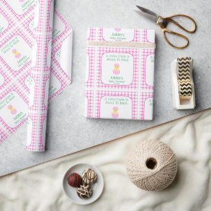 Roze Ei Kleine Kuiken Om Uit Te Broeden Meisje Bab Cadeaupapier