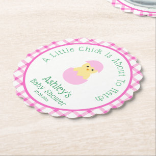 Roze Ei Kuiken Uitbroeden Meisje Baby Shower Kartonnen Onderzetters
