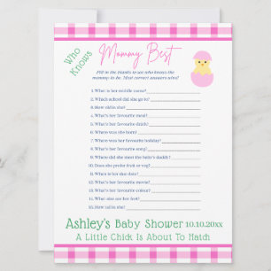 Roze Ei Kuiken Uitkomst Meisje Baby Shower GAME Feestdagenkaart