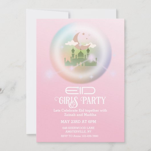 Roze Eid al fitr viering Uitnodiging (Voorkant)