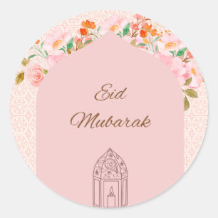 Roze Eid mubark Ronde Sticker