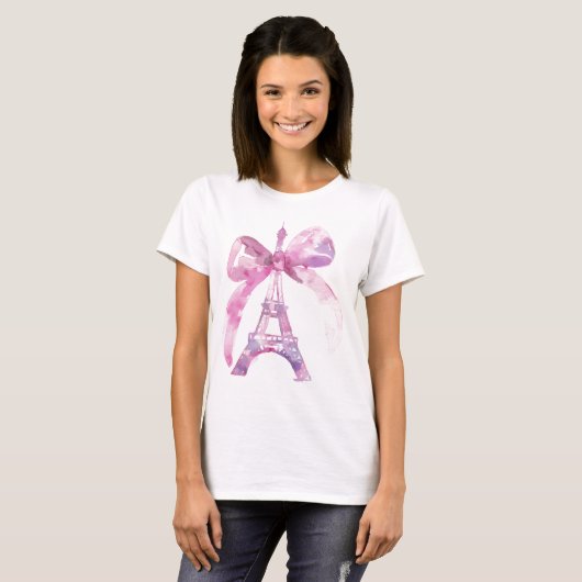 Roze Eiffel Tour T-shirt (Voorkant volledig)