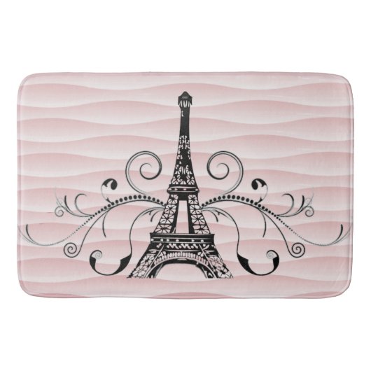 Roze Eiffel Towel Flourish Bath Mat (Voorkant)