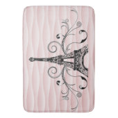 Roze Eiffel Towel Flourish Bath Mat (Voorkant Verticaal)