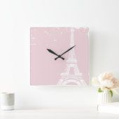 Roze Eiffel Tower - aangepaste wandklok (Huis)