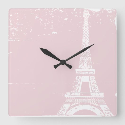 Roze Eiffel Tower - aangepaste wandklok (Voorkant)