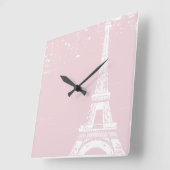 Roze Eiffel Tower - aangepaste wandklok (Hoek)