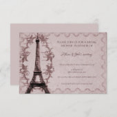 Roze Eiffel Tower Bridal Shower Kaart (Voorkant / Achterkant)