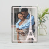 Roze Eiffel Tower Foto slaat de datum aankondiging (Staand voorkant)
