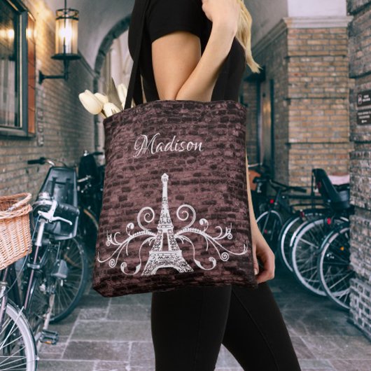 Roze Eiffel Tower Grunge Canvas tas