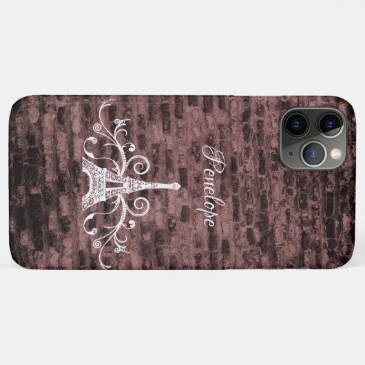 Roze Eiffel Tower Grunge Hoesje-Mate iPhone Case (Achterkant (horizontaal))