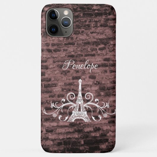 Roze Eiffel Tower Grunge Hoesje-Mate iPhone Case (Achterkant)