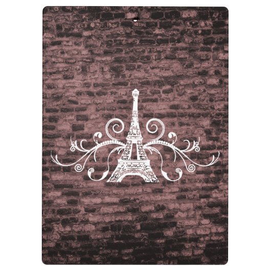 Roze Eiffel Tower Grunge Klembord (Achterkant)