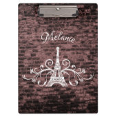 Roze Eiffel Tower Grunge Klembord (Voorkant)