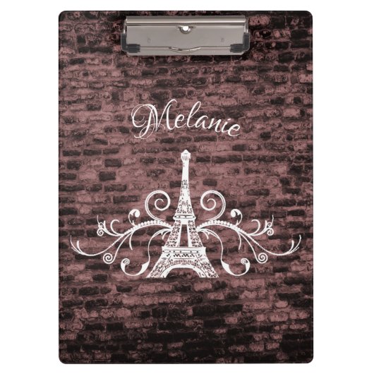 Roze Eiffel Tower Grunge Klembord (Voorkant)