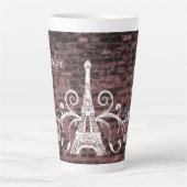 Roze Eiffel Tower Grunge Latte Mok (Voorkant)