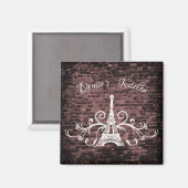 Roze Eiffel Tower Grunge Magnet (Voorkant / Achterkant)