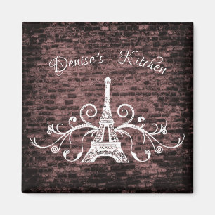 Roze Eiffel Tower Grunge Magnet