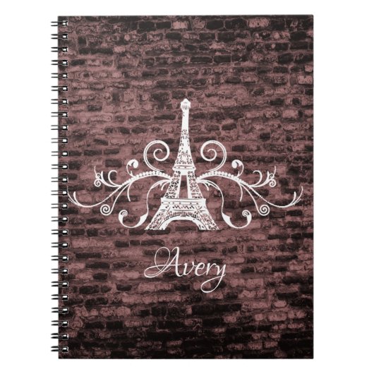 Roze Eiffel Tower Grunge Notitieboek (Voorkant)