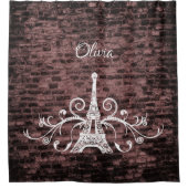 Roze Eiffel Tower Grunge Showgordijn Douchegordijn (Voorkant)