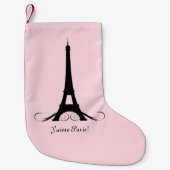 Roze Eiffel Tower J'aime Paris! Kleine Kerstsok (Voorkant)