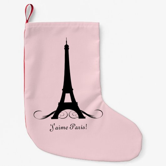 Roze Eiffel Tower J'aime Paris! Kleine Kerstsok (Voorkant)