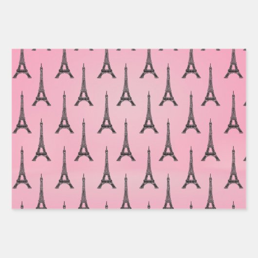 Roze Eiffel Tower Paris Inpakpapier Vel (Voorkant)