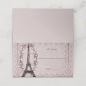 Roze Eiffel Tower Reception Place Card Plaatskaartje (Buitenkant ongevouwen)