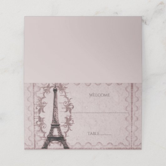 Roze Eiffel Tower Reception Place Card Plaatskaartje (Buitenkant ongevouwen)