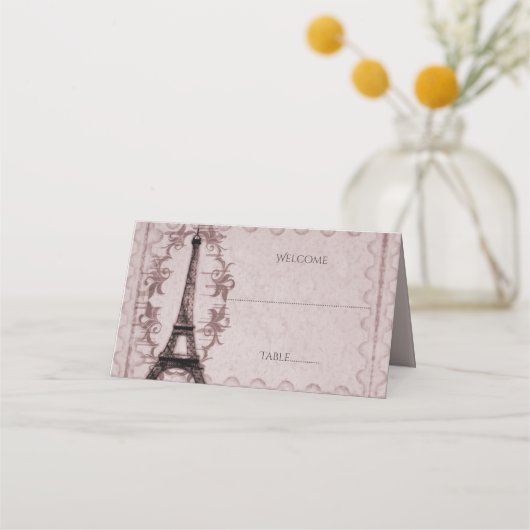 Roze Eiffel Tower Reception Place Card Plaatskaartje (Voorkant)