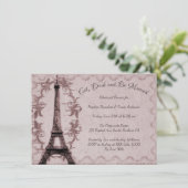Roze Eiffel Tower Rehearsal Dinner Invitation Kaart (Staand voorkant)