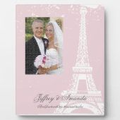 Roze Eiffel Tower Weddenschap Foto Plaque Fotoplaat (Voorkant)