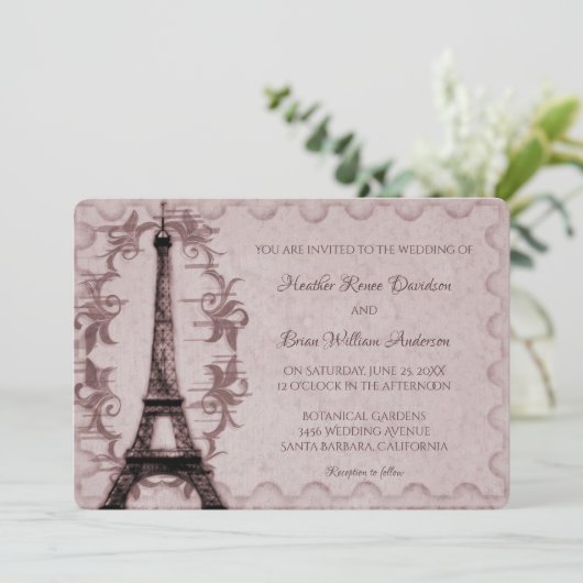 Roze Eiffel Tower Weddenschap Kaart (Staand voorkant)