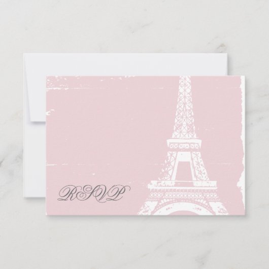 Roze Eiffel Tower Weddenschap RSVP-kaarten RSVP Kaartje (Voorkant)
