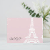 Roze Eiffel Tower Weddenschap RSVP-kaarten RSVP Kaartje (Staand voorkant)