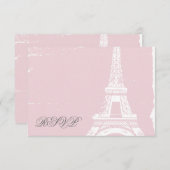 Roze Eiffel Tower Weddenschap RSVP-kaarten RSVP Kaartje (Voorkant / Achterkant)