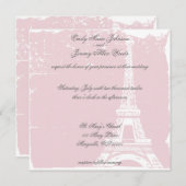 Roze Eiffel Tower Wedding Invitations Kaart (Voorkant / Achterkant)