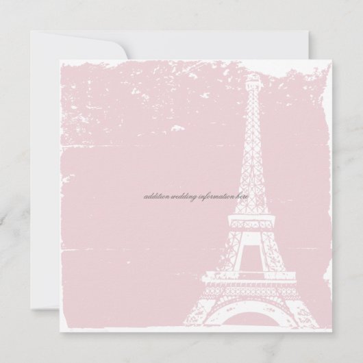 Roze Eiffel Tower Wedding Invitations Kaart (Achterkant)